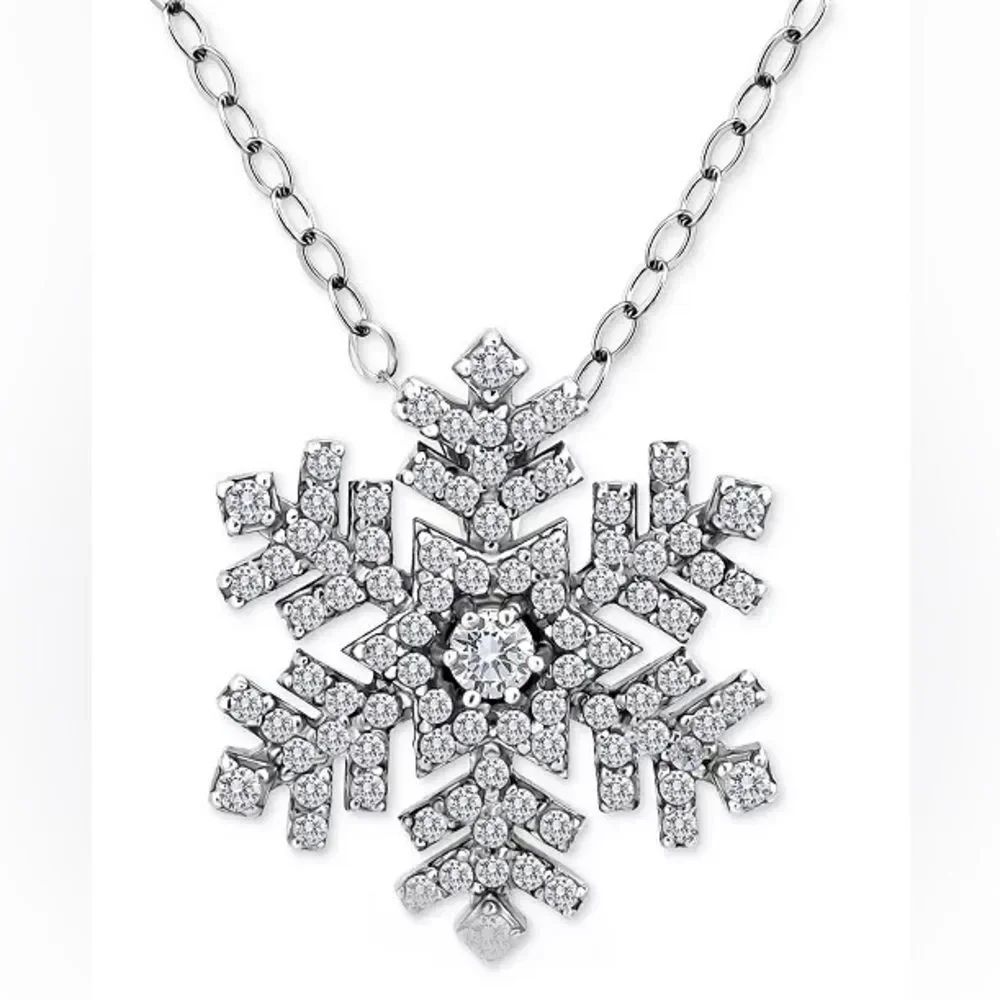 New Giani Bernini Cubic Zirconia Snowflake Pendant Necklace in Sterling Silver